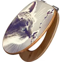Banjado Design WC Sitz Bambus Absenkautomatik -Weidenkätzchen - Toilettendeckel mit Absenkautomatik Holz/hochwertiger Bambus Klodeckel/WC-Sitz für alle gängigen Toiletten [TDB2 11811]