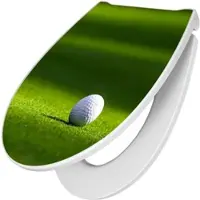 Banjado Premium Toilettendeckel Mit Absenkautomatik WC-Sitz Soft Close Hygienischer Klodeckel Duroplast Mit Motiv Einsamer Golfball
