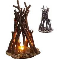 Slyrun Holz-Design Nachtlicht – LED-Lampe im Lagerfeuer Look, dimmbar mit 3 Lichtmodi & Soundeffekt, USB betrieben