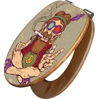 Banjado Design WC Sitz Bambus Absenkautomatik - Peace - Toilettendeckel mit Absenkautomatik Holz/hochwertiger Bambus Klodeckel/WC-Sitz für alle gängigen Toiletten [TDB2 12068]