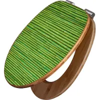 Banjado Design WC Sitz Bambus Absenkautomatik - Bambus Grün - Toilettendeckel mit Absenkautomatik Holz/hochwertiger Bambus Klodeckel/WC-Sitz für alle gängigen Toiletten [TDB2 10353]