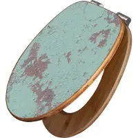 Banjado Design WC Sitz Bambus Absenkautomatik -Blaue Struktur - Toilettendeckel mit Absenkautomatik Holz/hochwertiger Bambus Klodeckel/WC-Sitz für alle gängigen Toiletten [TDB2 11494]