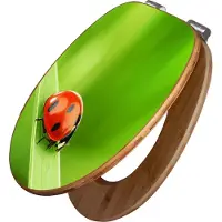 Banjado Design WC Sitz Bambus Absenkautomatik -Marienkäfer - Toilettendeckel mit Absenkautomatik Holz/hochwertiger Bambus Klodeckel/WC-Sitz für alle gängigen Toiletten [TDB2 10047]