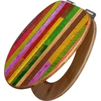 Banjado Design WC Sitz Bambus Absenkautomatik -Holz Collage Bunt - Toilettendeckel mit Absenkautomatik Holz/hochwertiger Bambus Klodeckel/WC-Sitz für alle gängigen Toiletten [TDB2 10863]