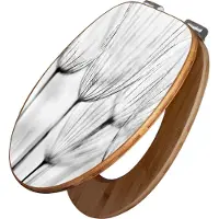 Banjado Design WC Sitz Bambus Absenkautomatik -Pusteblumen SW - Toilettendeckel mit Absenkautomatik Holz/hochwertiger Bambus Klodeckel/WC-Sitz für alle gängigen Toiletten [TDB2 11485]