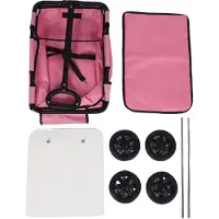 Gistuch Haustierwagen Multifunktionales Falten 4 Räder Pullable Cart tragbar für Campingreisen im Freien Roseate