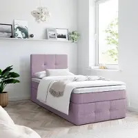 EURO-MEBLE Boxspringbett, Kinderbett MERA PREMIUM MINI 80x200cm - OHNE Topper mit Bettkästen, Einzelbett, Stauraum, Jugendbett (Rosa - AURA 09)