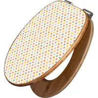 Banjado Design WC Sitz Bambus Absenkautomatik -Bunte Punkte - Toilettendeckel mit Absenkautomatik Holz/hochwertiger Bambus Klodeckel/WC-Sitz für alle gängigen Toiletten [TDB2 11360]