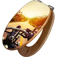 Banjado Design WC Sitz Bambus Absenkautomatik -Easy Rider - Toilettendeckel mit Absenkautomatik Holz/hochwertiger Bambus Klodeckel/WC-Sitz für alle gängigen Toiletten [TDB2 12695]