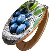 Banjado Design WC Sitz Bambus Absenkautomatik -Blaubeeren - Toilettendeckel mit Absenkautomatik Holz/hochwertiger Bambus Klodeckel/WC-Sitz für alle gängigen Toiletten [TDB2 12915]