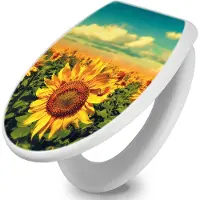 Banjado Toilettendeckel mit Absenkautomatik 37,3x45x5cm -Sonnenblumen - WC Brille Soft Close - hygienischer Toilettendeckel/Klodeckel Duroplast mit Edelstahl Scharnieren - einfache Montage [TDW 10886]
