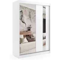 ALTDECOR Kleiderschrank mit Spiegel und Schiebetüren, kugelgelagerte Führungsschienen und Aluminium-Leisten - GRACE - 120 cm - Weiß