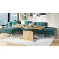 Designimpex Design Couchtisch Tisch Aston stufenlos höhenverstellbar ausziehbar 120 bis 200cm Esstisch