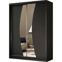 ALTDECOR Kleiderschrank mit Spiegel und Schiebetüren VOXI, kugelgelagerte Führungsschienen und Aluminium-Leisten 160 cm Schwarz