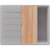 PrimaGran Spülbecken Grau 62x50cm, Granitspüle 1 Becken + Ablauf-Set + Schneidebrett, Küchenspüle ab 45er Unterschrank - Kopenhagen