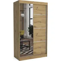 EURO-MEBLE Moderner Kleiderschrank mit Schiebetüren BRENDI 100 cm (ARTISAN)