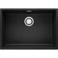 PrimaGran Spülbecken Anthrazit 66x47cm, Granitspüle 1 Becken + Ablauf-Set, Küchenspüle ab 70er Unterschrank - London Slim