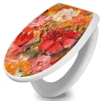 Banjado Toilettendeckel Mit Absenkautomatik WC-Sitz Soft Close Weiß Hygienischer Duroplast Leichte Montage Mit Motiv Fallende Blumen