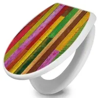Banjado Toilettendeckel Mit Absenkautomatik WC-Sitz Soft Close Weiß Hygienischer Duroplast Leichte Montage Mit Motiv Holz Collage Bunt