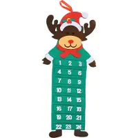 Gistuch Weihnachts-Adventskalender aus Filz, 24 Tage, Taschen, waschbar, Wandbehang, Countdown-Dekoration, Elch