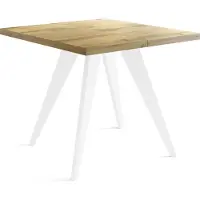 WFL GROUP Quadratischer Ausziehbarer Esstisch Quadro 100-150 cm - Industrial Esszimmertisch mit Weißen Holzbeinen für 4-6 Personen - Loft-Stil Küchentisch - Wotan Eiche