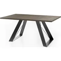WFL GROUP Esstisch Colter Schwarz im Modern Still, Rechteckig Tisch - Ausziehbar von 140 cm bis 240 cm, Pulverbeschichtete Weiße Metallbeine - 140 x 80 cm - Dunkel Beton