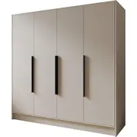 WFL GROUP Kleiderschrank im Skandi-Stil – Drehtüren mit Schwarze Metallgriffe – 200 cm Breit Garderobenschrank mit viel Stauraum für Ankleide – Kaschmir