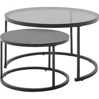 Freiraum Satztisch >CHESTER< (2er-Set) schwarz, Metall/ Glas - 74/42/74 cm + 55/35/55 cm (BxHxT)