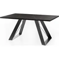 WFL GROUP Esstisch Colter Schwarz im Modernen Still, Rechteckig Tisch in Schwarzer Marmoroptik - Ausziehbar von 160 cm bis 260 cm, Pulverbeschichtete Weiße Metallbeine - 160 x 80 cm - Marmor Schwarz