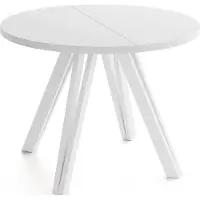 WFL GROUP Runder Esstisch Ausziehbar 100–180 cm mit Weißen Holzbeinen aus Buchenholz – Moderner Ausziehtisch für Esszimmer, Küche und Wohnzimmer – Tisch für 4–8 Personen – Weiß