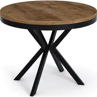 WFL GROUP Runder Ausziehbarer Esstisch - Loft Style Tisch mit Metallbeinen - 90 bis 170 cm - Industrieller Tisch für Wohnzimmer - Kompakt - 90 cm - Lefkas Eiche