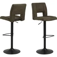 Freiraum Barhocker >Sylvia< (2er-Set) in olivgrün, Polyester, Stahl - 41,5x115x52 (BxHxT)