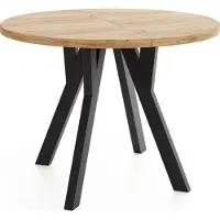 WFL GROUP Runder Ausziehbarer Esstisch im Loft-Stil – Industrieller Tisch mit Schwarzen Holzbeinen – Platzsparender Esstisch für Wohnzimmer – Eiche Craft Braun – 80 bis 160 cm