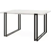 WFL GROUP Ausziehbarer Esstisch in Weißer Marmoroptik - Großer Tisch im Loft-Stil mit Schwarzen Metallbeinen 160 bis 260 cm - Industrietisch für das Wohnzimmer - Spacesaver - Marmor Weiß - 160 x 90 cm