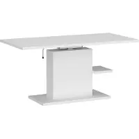 Wójcik Couchtisch Cortado 110x65x55 cm ausziehbar Säulenfuß Wohnzimmer Weiß Alpin