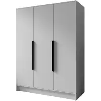 WFL GROUP Kleiderschrank im Skandi-Stil – Drehtüren mit Schwarze Metallgriffe – 150 cm Breit Garderobenschrank mit viel Stauraum für Ankleide – Weiß