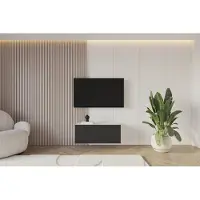 ALTDECOR TV-Schrank ELIO-W mit modernen Fronten, 100x40x40 Lowboard hängend, TV Möbel, TV Cabinet, Fernsehtisch, Fernsehschrank, TV Kommode, TV Tisch, TV Sideboard, TV Board - Weiß / Schwarz