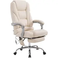 BellaFurn Bürostuhl mit Massage - Ergonomischer Stuhl, Entspannung, hochwertiges Konstruktionsleder | Farbe: Creme