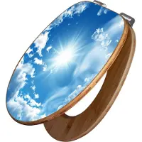 Banjado Design WC Sitz Bambus Absenkautomatik -Clouds - Toilettendeckel mit Absenkautomatik Holz/hochwertiger Bambus Klodeckel/WC-Sitz für alle gängigen Toiletten [TDB2 10095]