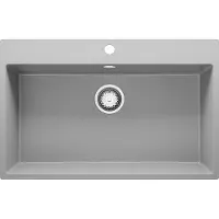 PrimaGran Spülbecken Grau 78x50cm, Granitspüle 1 Becken + Ablauf-Set, Küchenspüle ab 80er Unterschrank - Riga