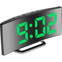 Slyrun Digitaler Wecker für Schlafzimmer, 7-Zoll-LED-Spiegelbildschirm, 2 Helligkeitsstufen, 12/24 Std., Temperatur, Datum, Nachtlicht