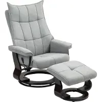 Novzep Relaxsessel mit Hocker, drehbar, Wippfunktion, verstellbare Rückenlehne, bis 150 kg, Grau