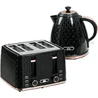 Slyrun 2-in-1 Toaster und Wasserkocher Set, 1,7 Liter, 4 Toastscheiben, Schwarz, Kunststoff, Mehrere Optionen, Küchenhelfer
