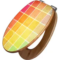 Banjado Design WC Sitz Bambus Absenkautomatik -Bunte Glasbausteine - Toilettendeckel mit Absenkautomatik Holz/hochwertiger Bambus Klodeckel/WC-Sitz für alle gängigen Toiletten [TDB2 11329]