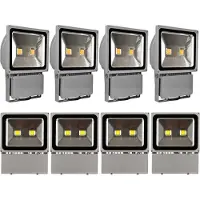 Greenmigo 8pcs 100W LED Strahler Außen 3000K Warmweiß Flutlicht Fluter IP65 Wasserdicht Flutlicht Außenstrahler für Garten Garage Sportplatz