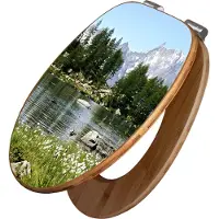 Banjado Design WC Sitz Bambus Absenkautomatik -Bergidylle - Toilettendeckel mit Absenkautomatik Holz/hochwertiger Bambus Klodeckel/WC-Sitz für alle gängigen Toiletten [TDB2 12296]