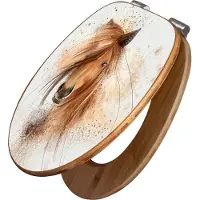 Banjado Design WC Sitz Bambus Absenkautomatik -Magic Horse - Toilettendeckel mit Absenkautomatik Holz/hochwertiger Bambus Klodeckel/WC-Sitz für alle gängigen Toiletten [TDB2 12388]