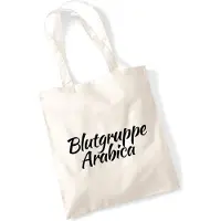Hellweg Druckerei Huuraa Jutebeutel Blutgruppe Arabica Schriftzug 10 Liter Natural Baumwolle Tasche Geschenkidee