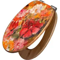 Banjado Design WC Sitz Bambus Absenkautomatik -Fallende Blumen - Toilettendeckel mit Absenkautomatik Holz/hochwertiger Bambus Klodeckel/WC-Sitz für alle gängigen Toiletten [TDB2 12351]
