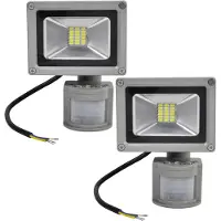 Greenmigo 2pcs 20W LED Strahler Fluter Spot Außenstrahler Flutlich mit Bewegungsmelder,Kaltweiß Wandstrahler Grau Aluminium IP65 Wasserdicht AC 85-265V Tageslichtweiß